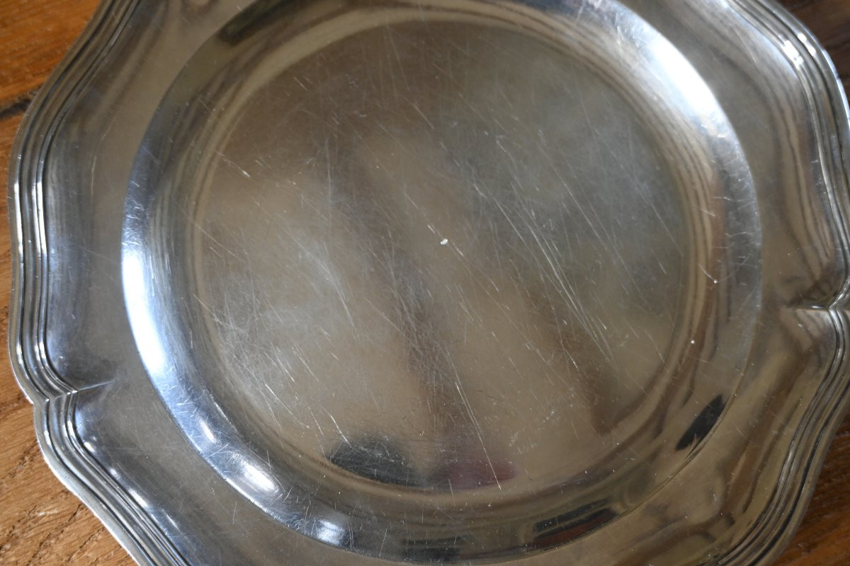 Silver Dish With Contoured Fillets And Alliance Coat Of Arms 18th Century-photo-6