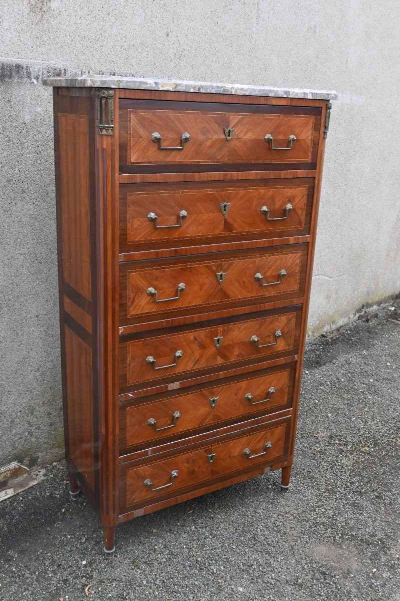 Semainier En Bois De Placage D époque Directoire Fin XVIII-photo-2