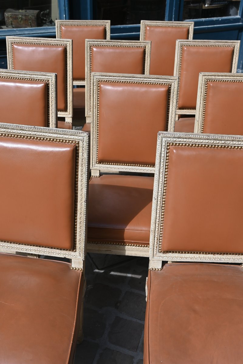 Set Of 10 Louis XVI Style Chairs, Maison Jansen-photo-1
