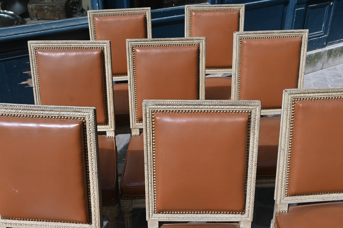 Set Of 10 Louis XVI Style Chairs, Maison Jansen-photo-2