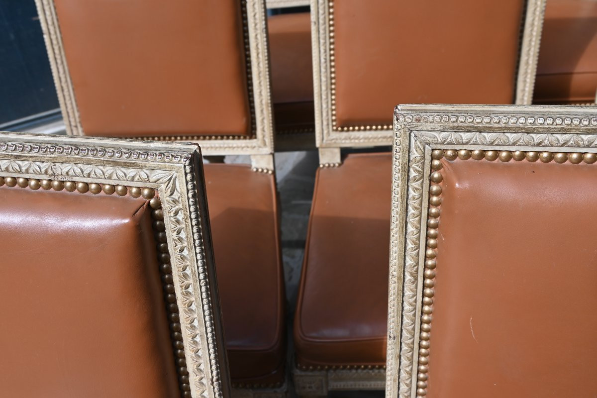 Set Of 10 Louis XVI Style Chairs, Maison Jansen-photo-4
