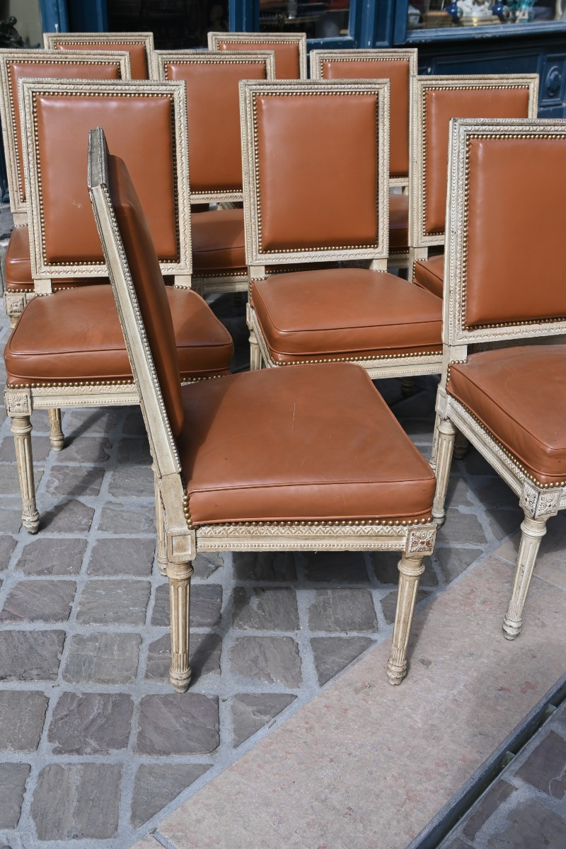 Set Of 10 Louis XVI Style Chairs, Maison Jansen
