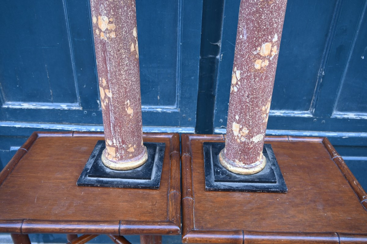 Pair Of Elegant And Large Lamps In Imitation Of Porphyry, 18th Century-photo-4