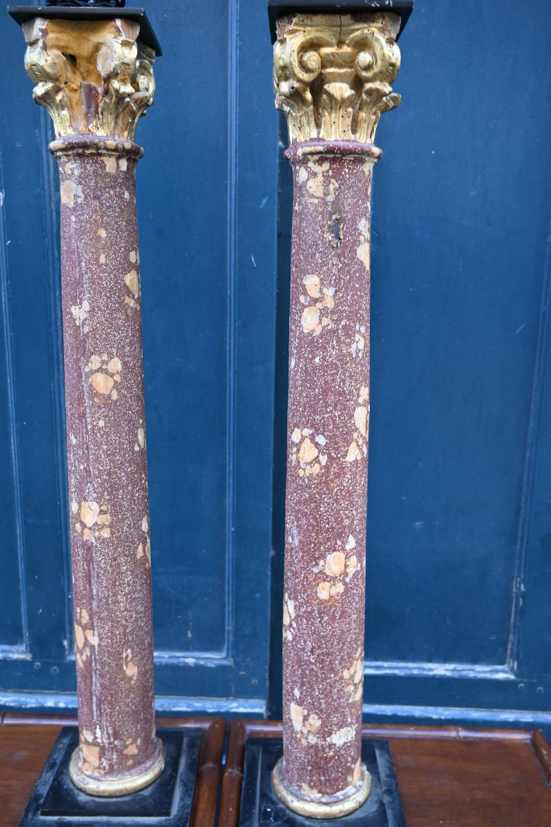 Pair Of Elegant And Large Lamps In Imitation Of Porphyry, 18th Century-photo-6