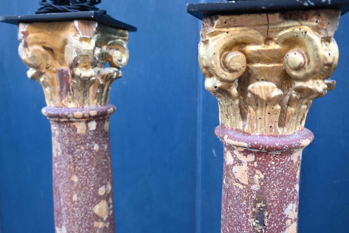 Pair Of Elegant And Large Lamps In Imitation Of Porphyry, 18th Century-photo-7