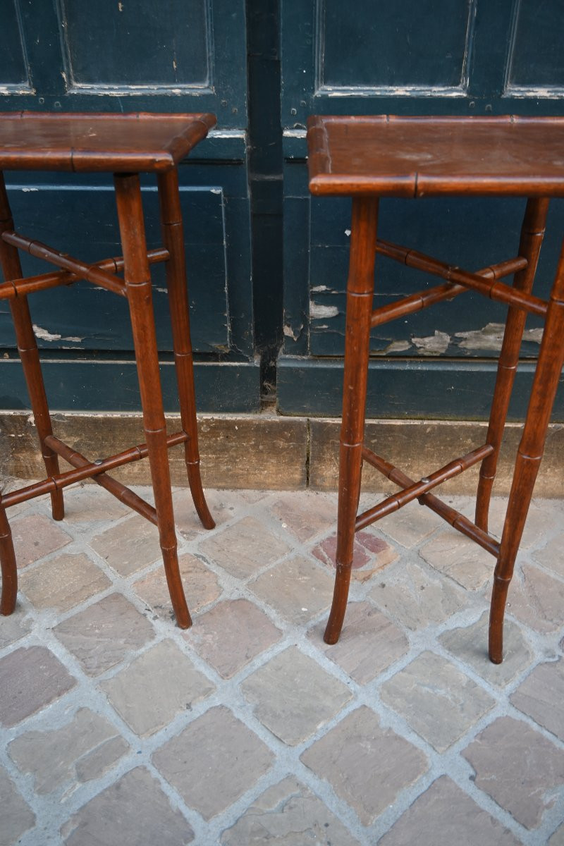 Paire De Table D Appoint Ou Sellettes Façon Bambou-photo-2