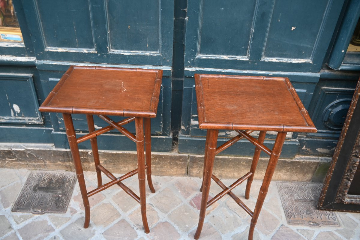 Paire De Table D Appoint Ou Sellettes Façon Bambou-photo-4