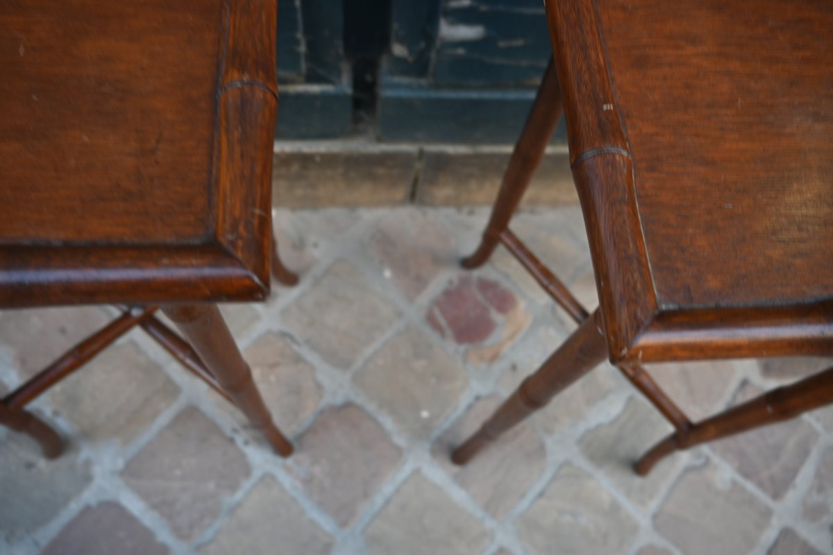 Paire De Table D Appoint Ou Sellettes Façon Bambou-photo-4