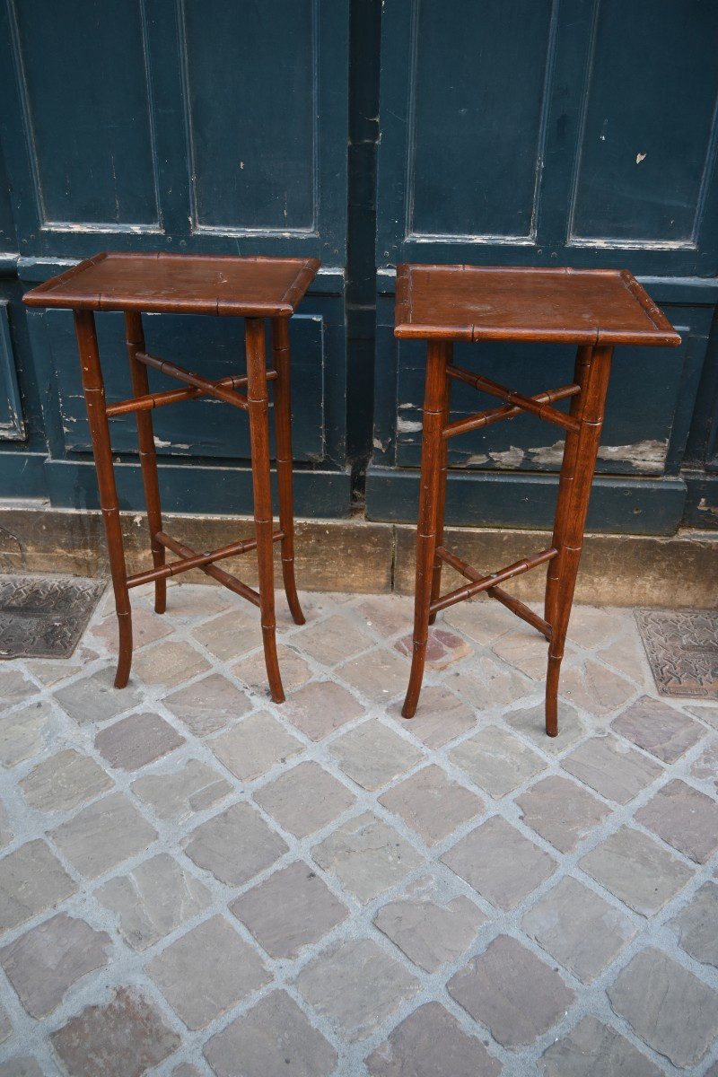 Paire De Table D Appoint Ou Sellettes Façon Bambou