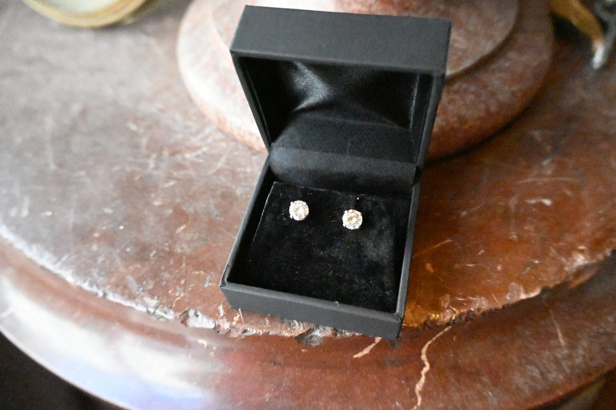 Paire De Clous D Oreille Diamants 1 Carat -photo-2