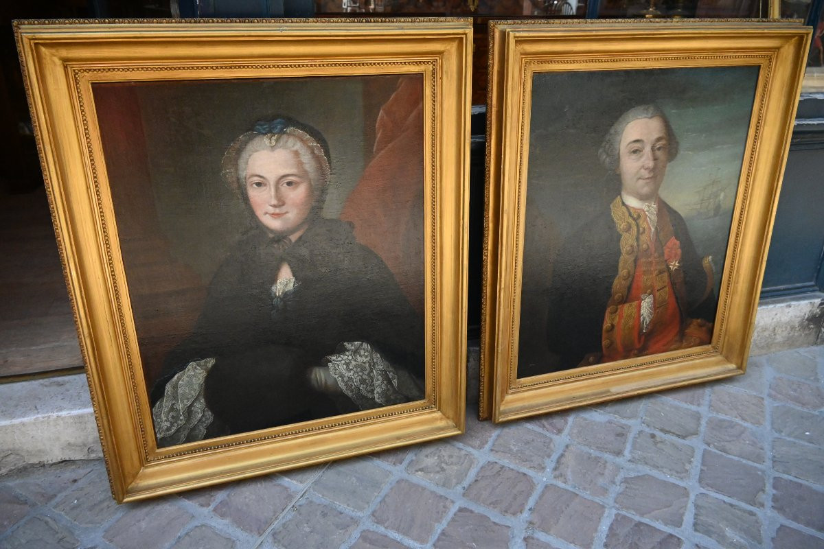 Shipowner, Pair Of Portraits Of A Shipowner And His Wife, 18th Century School-photo-2