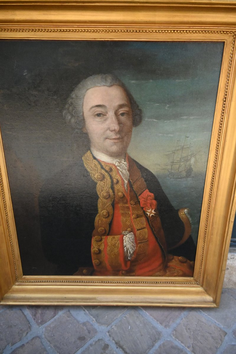 Shipowner, Pair Of Portraits Of A Shipowner And His Wife, 18th Century School-photo-3