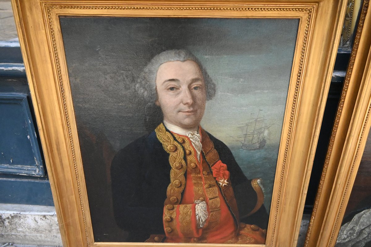 Shipowner, Pair Of Portraits Of A Shipowner And His Wife, 18th Century School-photo-6