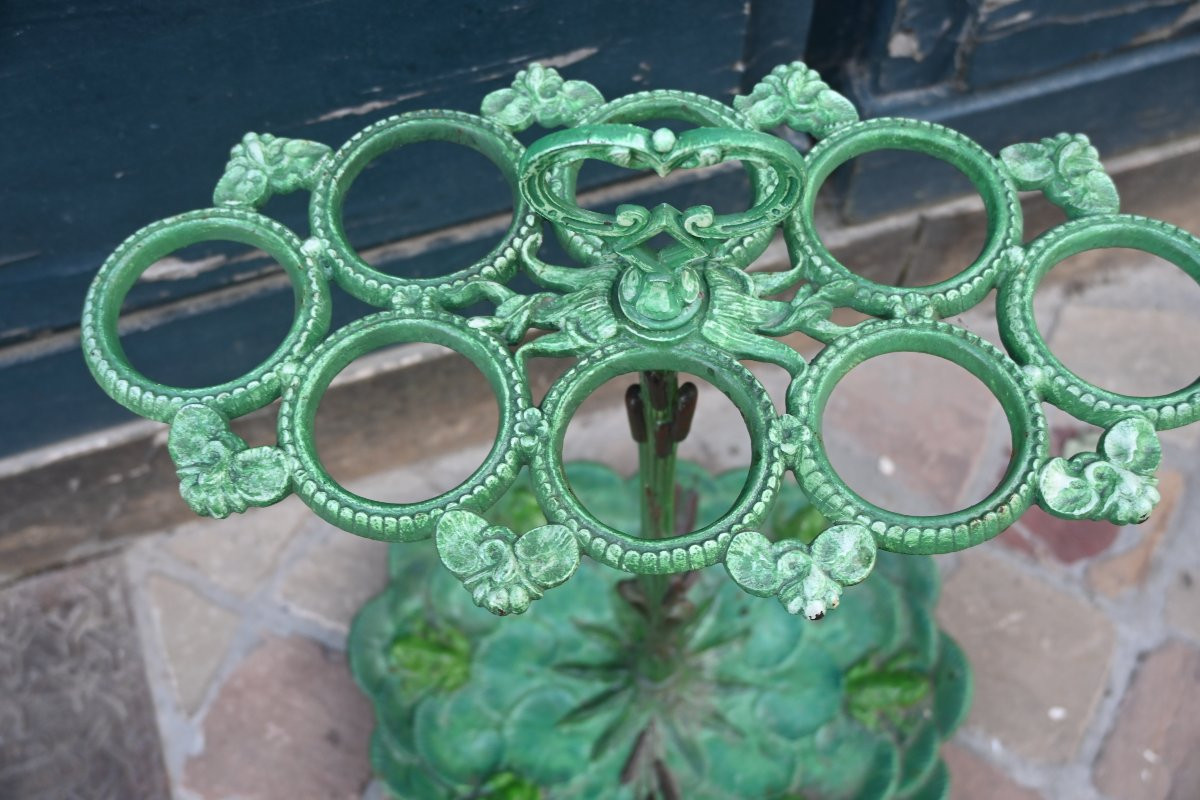 19th Century Cast Iron Umbrella Stand With Frog Motif-photo-3