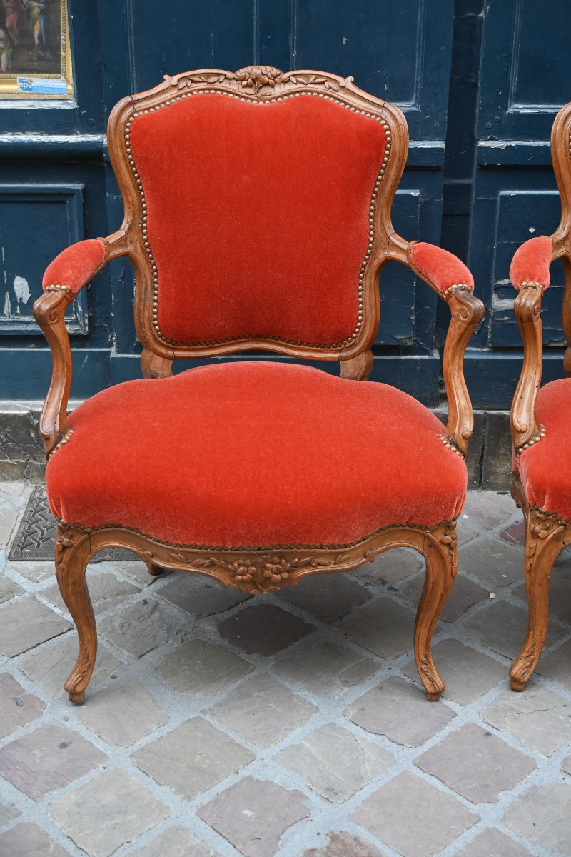 Pair Of Large Louis XV Cabriolets, Nogaret Workshop In Lyon-photo-7