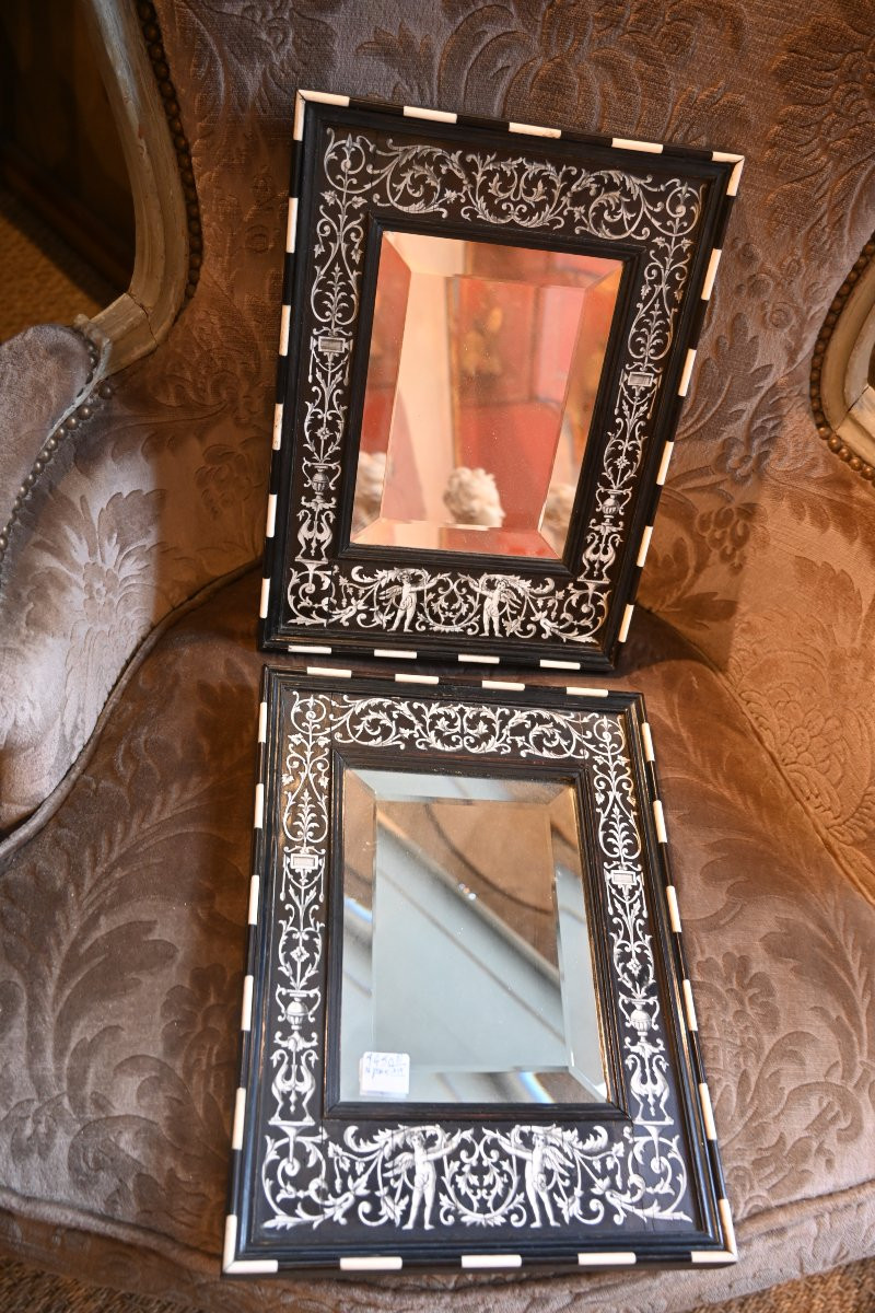 Paire de petits miroirs Renaissance. Italie   du XX-photo-1