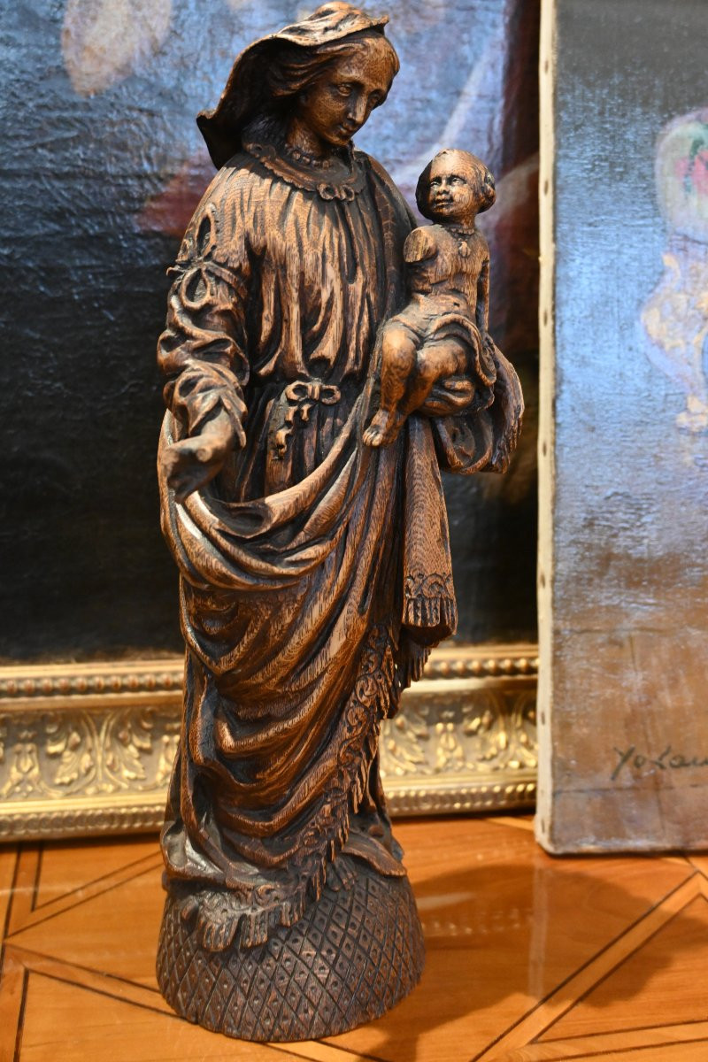 Sainte Vierge en bois sculpté du XVIII-photo-7