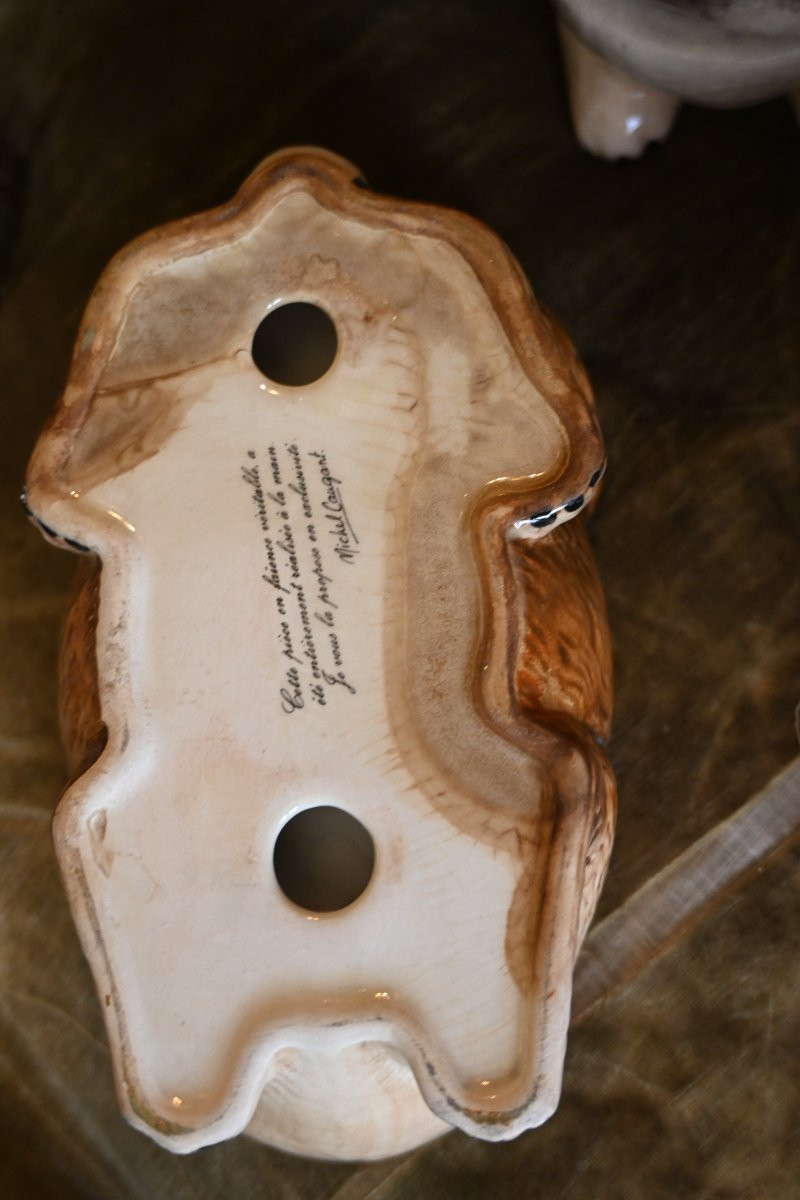 Three Earthenware Terrines, Rabbit By Michel Caugant-photo-3