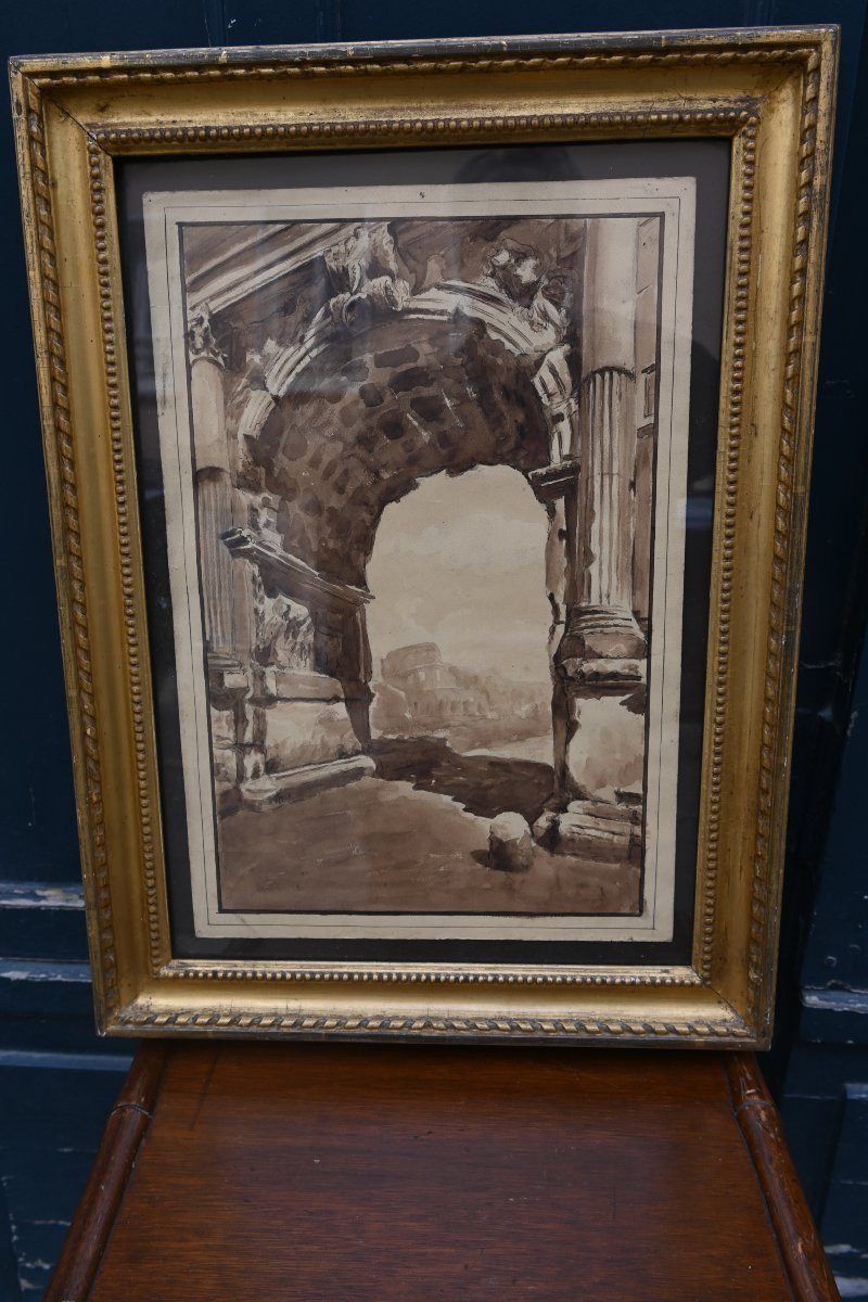 Arch Of Titus In Rome, 18th Century Drawing-photo-2