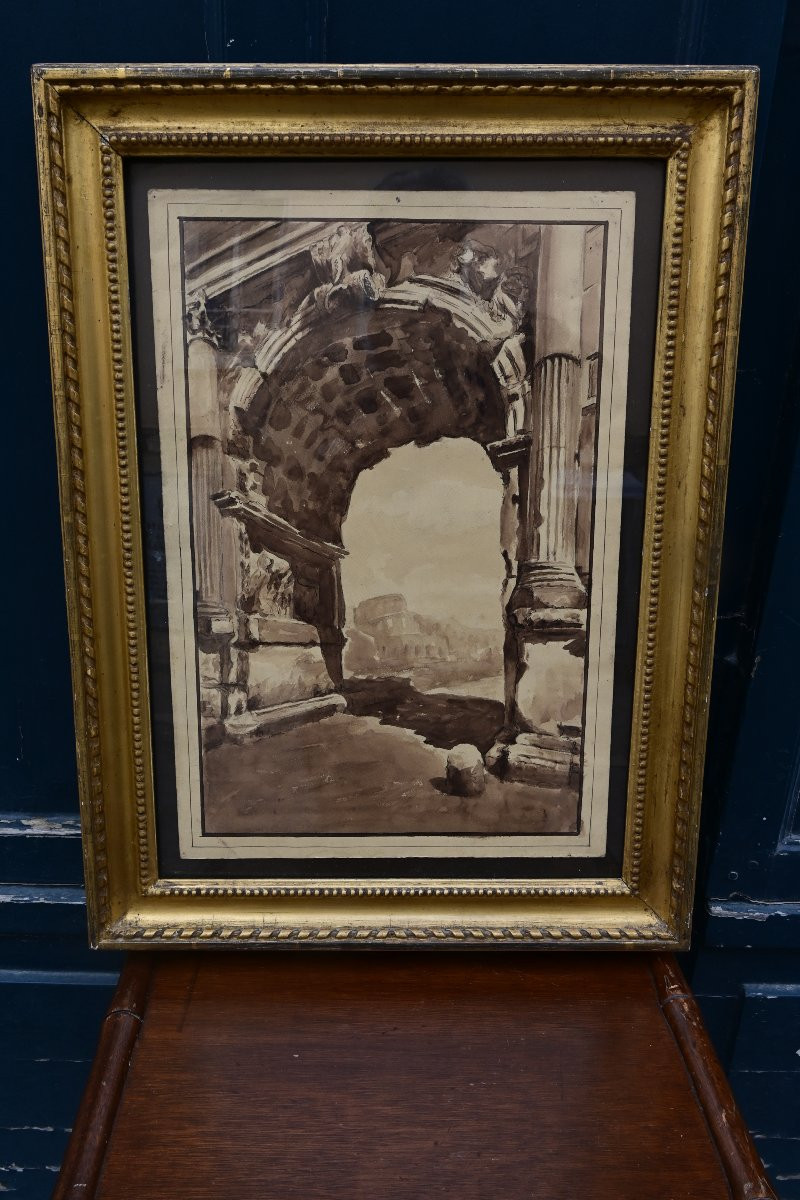 Arch Of Titus In Rome, 18th Century Drawing-photo-4