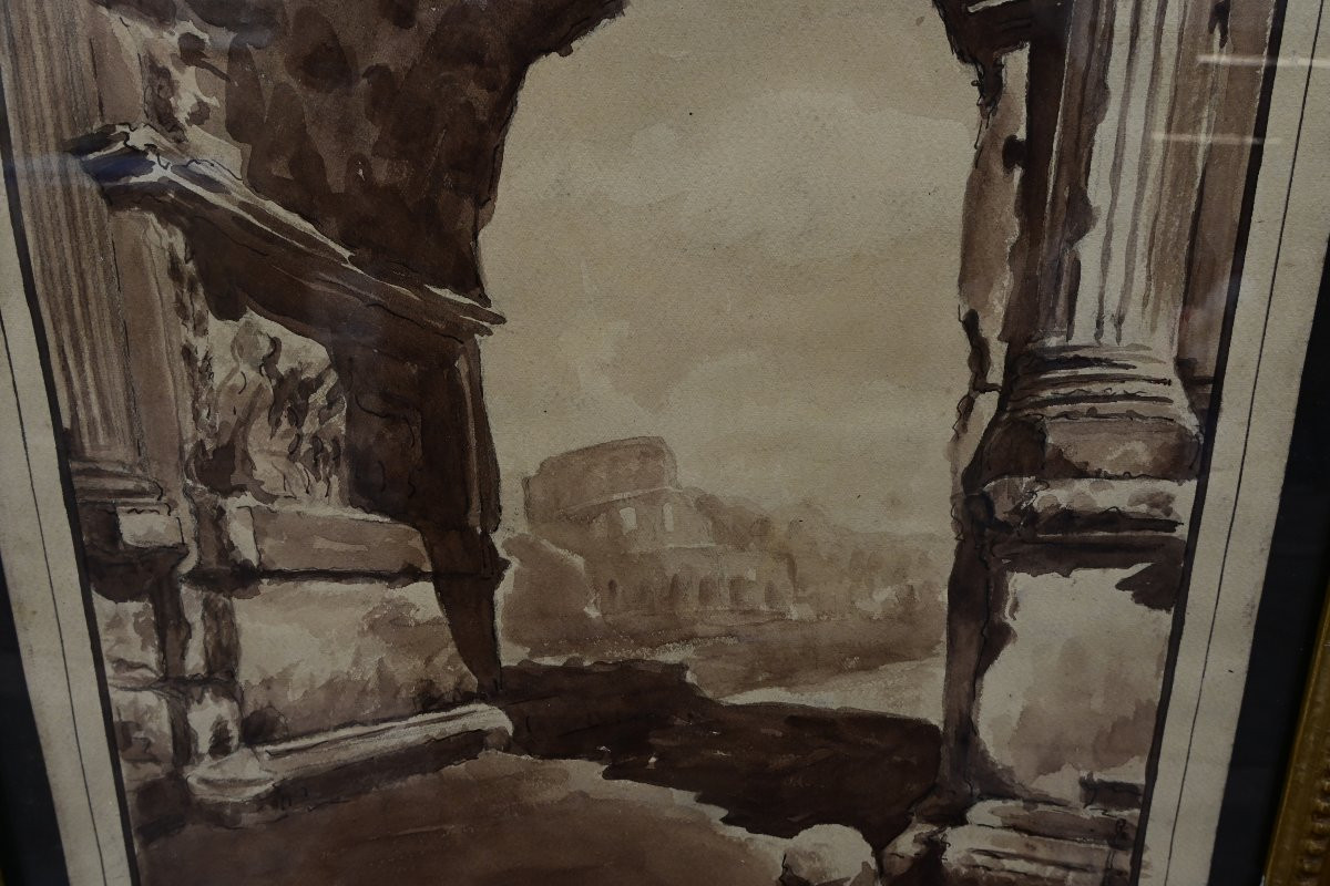 Arch Of Titus In Rome, 18th Century Drawing-photo-2