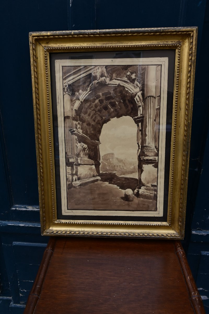Arch Of Titus In Rome, 18th Century Drawing-photo-7