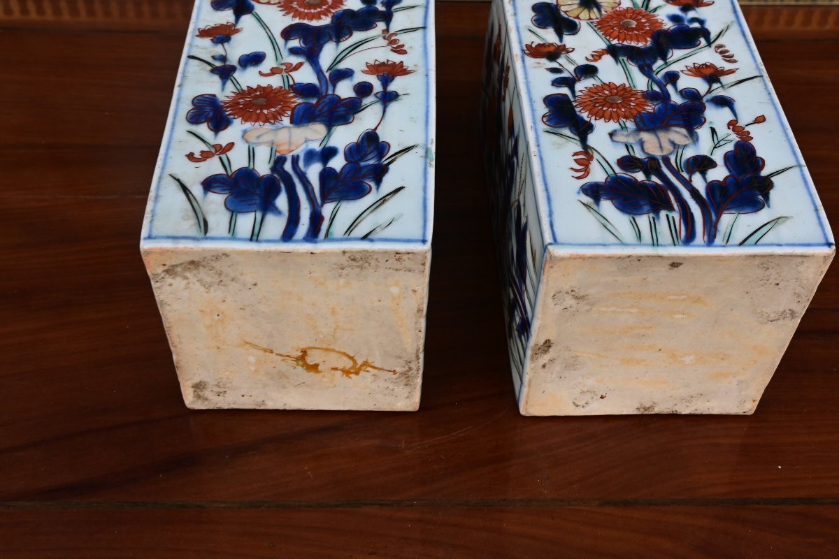 Paire de bouteilles à saké en porcelaine Imari Chine XVIII-photo-4