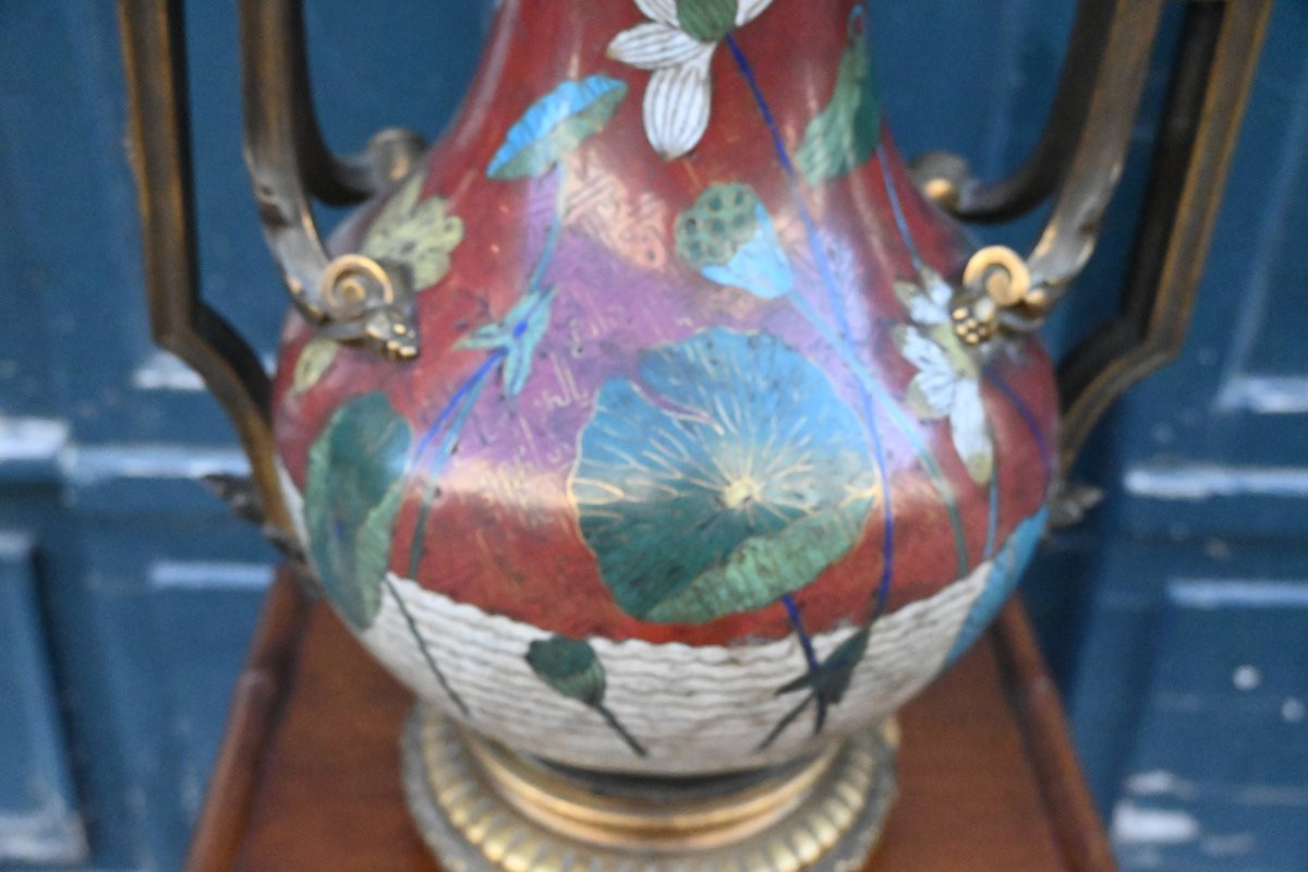 Important 19th Century Cloisonné Vase-photo-3