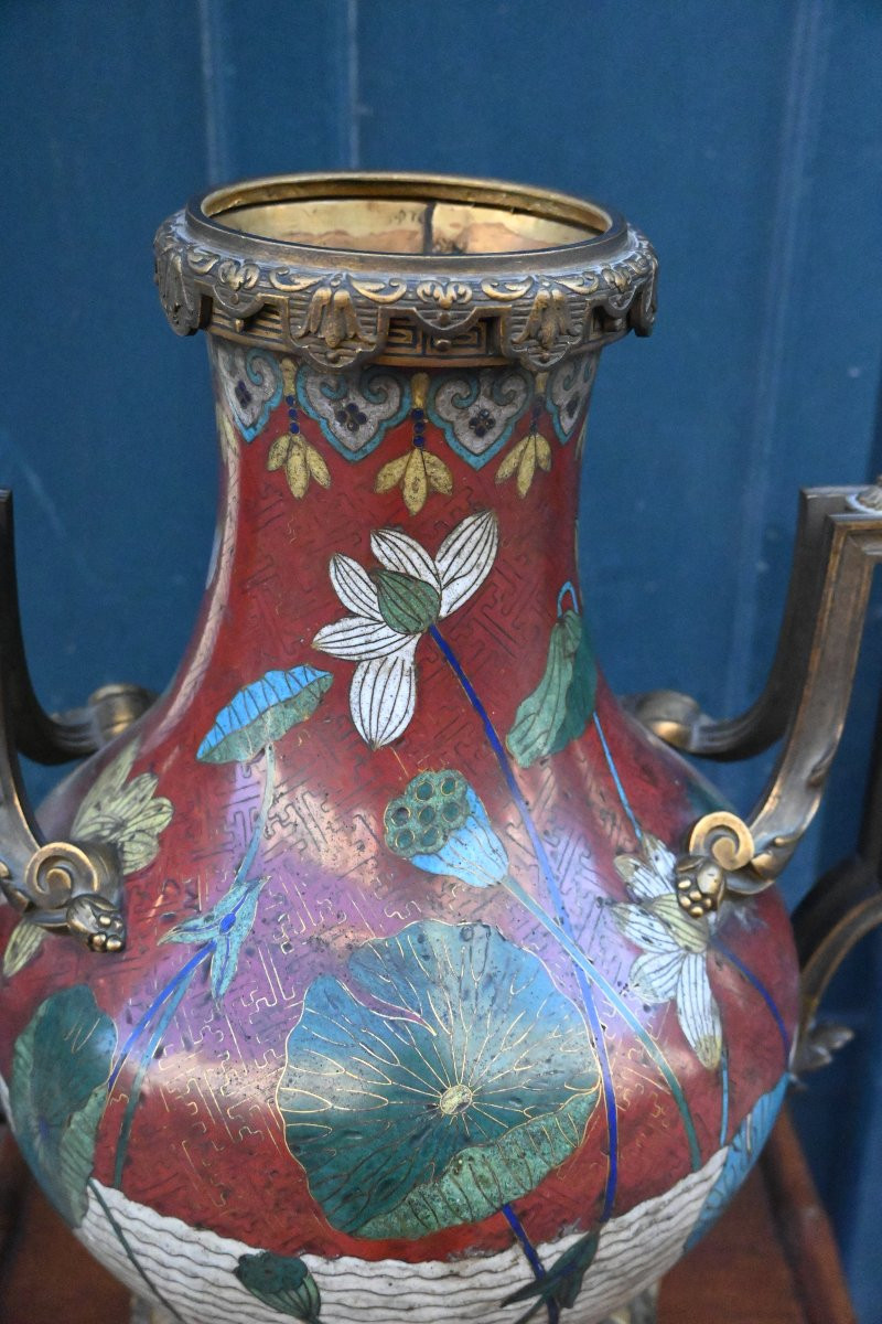 Important 19th Century Cloisonné Vase-photo-4