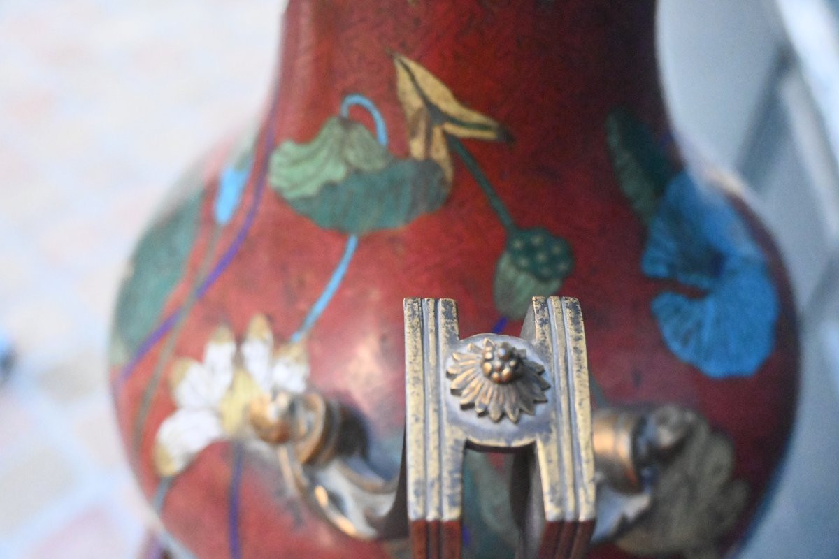 Important 19th Century Cloisonné Vase-photo-2