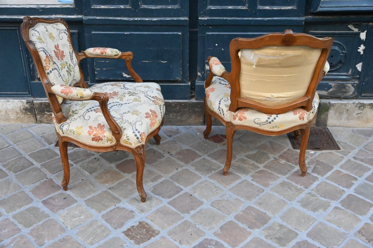 Paire de cabriolets Louis XV estampillés de Meunier-photo-3