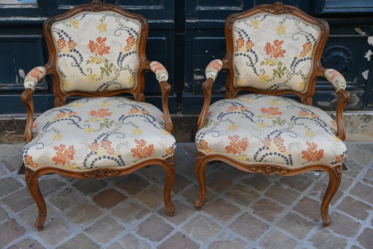 Paire de cabriolets Louis XV estampillés de Meunier-photo-6