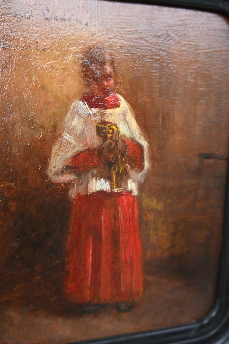Huile sur carton  XIX, l enfant de choeur-photo-2