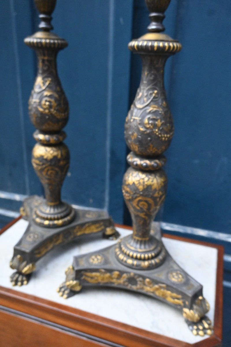 Pair Of Large Bronze Lamps In The 19th Century Renaissance Style-photo-3