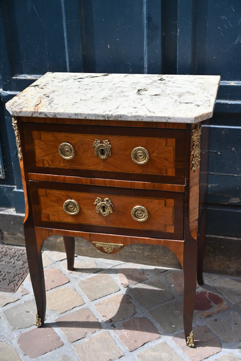 Petite commode d époque Louis XVI estampillée de Bury -photo-5