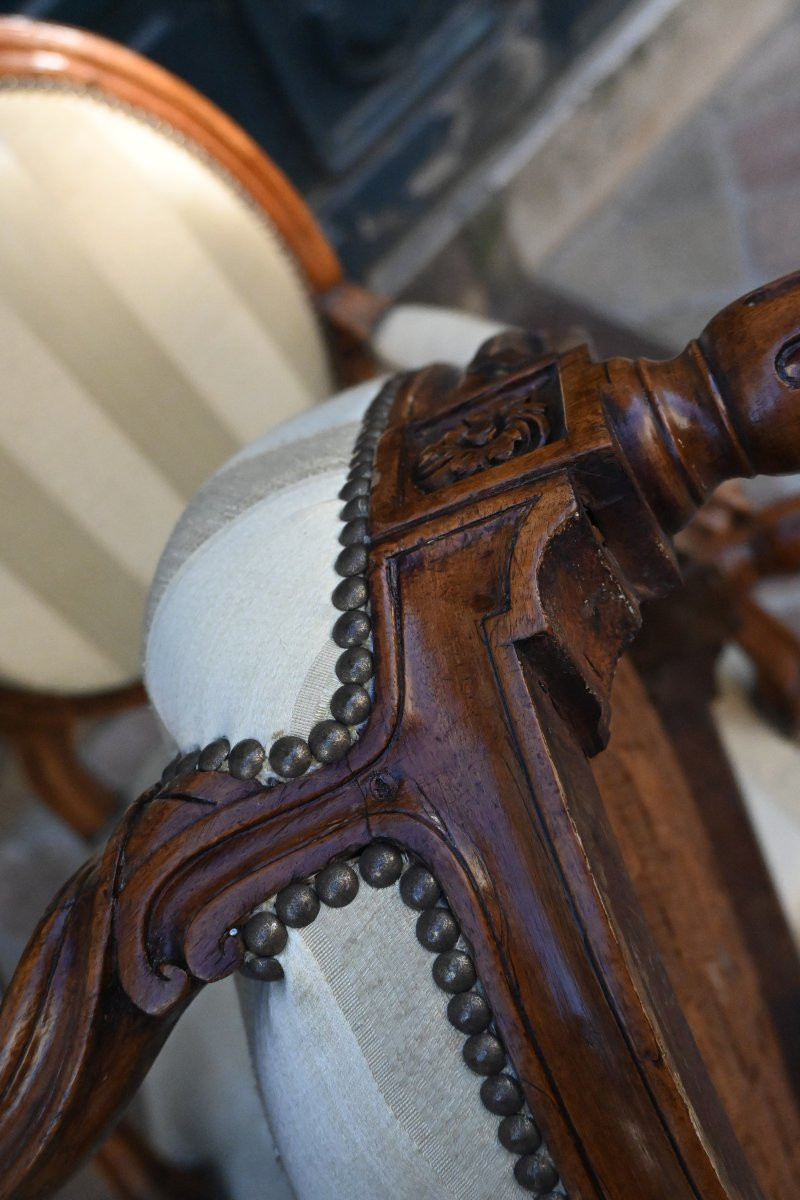 Paire de fauteuils à la reine ,Transition estampillés de Geny  , XVIII-photo-5
