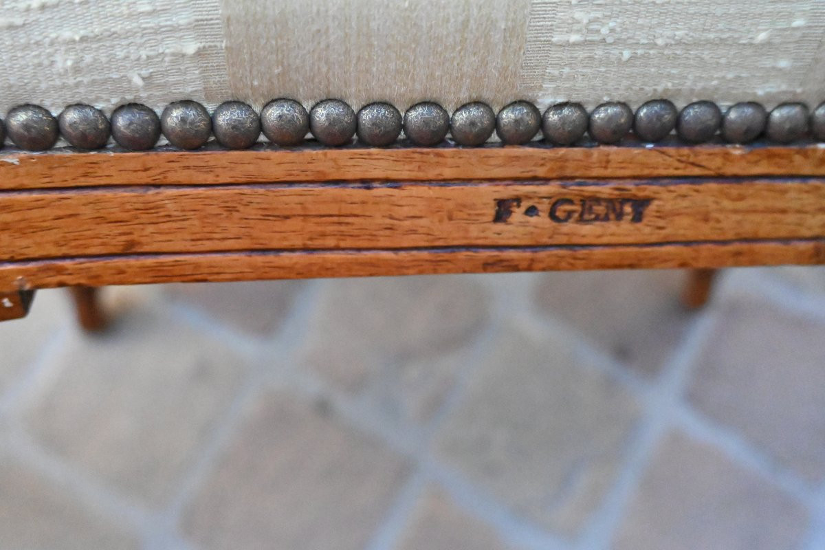 Paire de fauteuils à la reine ,Transition estampillés de Geny  , XVIII-photo-6