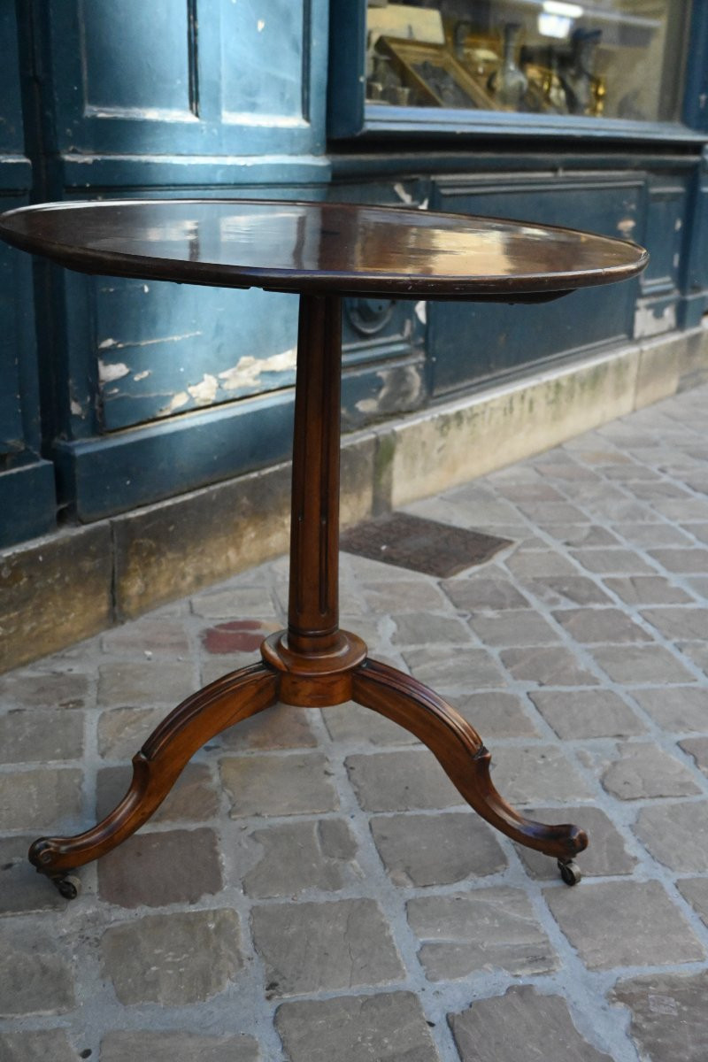 Mahogany Pedestal Table, Tripod Base Stamped Canabas. 18th Century-photo-6