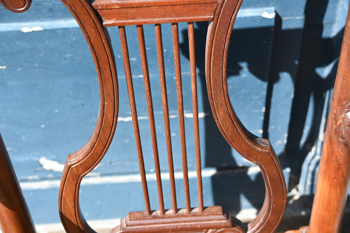 George Jacob , attribué à fauteuil lyre en acajou  fin XVIII-photo-3