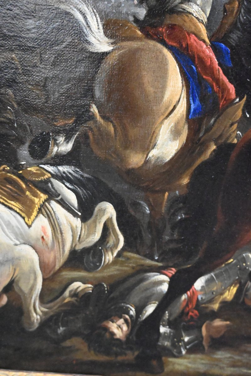 Choc de cavalerie , huile sur toile fin XVII suiveur de Dirck  Stoop-photo-5
