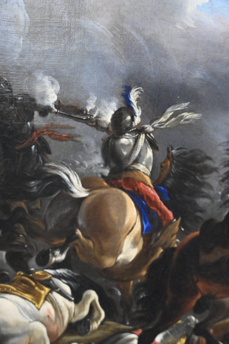 Choc de cavalerie , huile sur toile fin XVII suiveur de Dirck  Stoop-photo-6