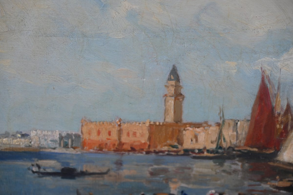 Vue de Venise , huile sur toile signée-photo-2
