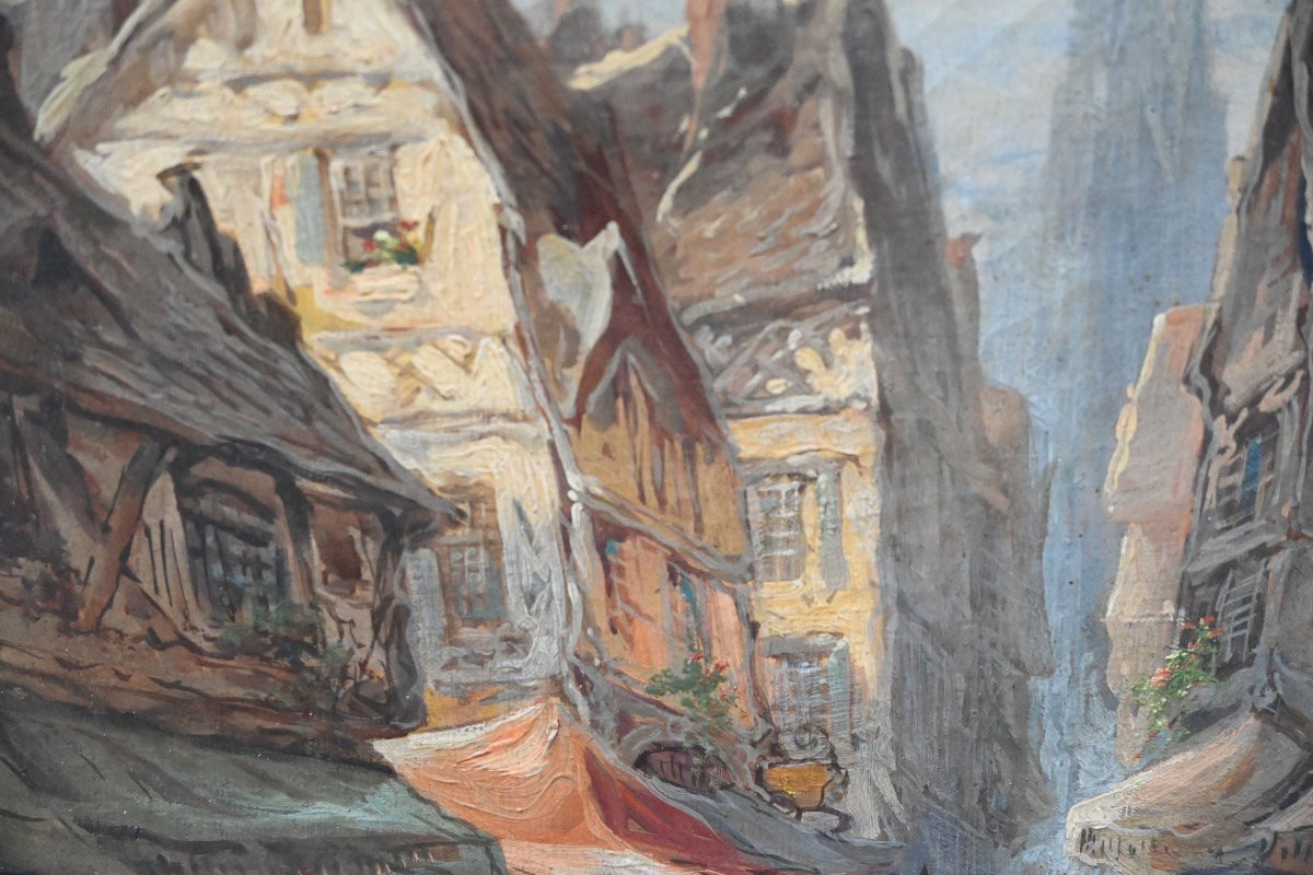 Scène  de marché à Caen , toile fin XIX-photo-5