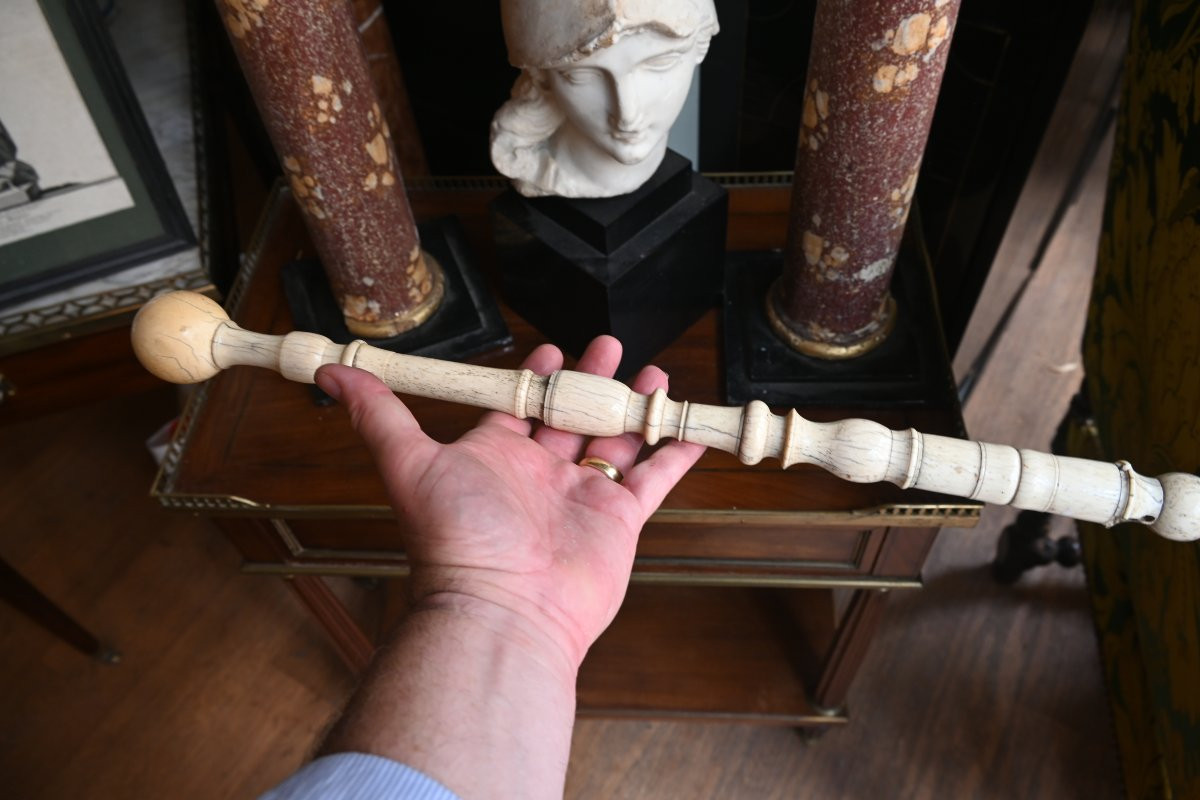 Rare 19th Century Bandmaster's Baton In Bone And/or Ivory -photo-5