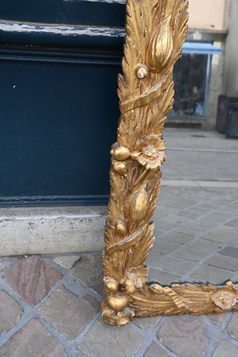 Grand miroir baroque en bois sculpté et doré Italie-photo-3