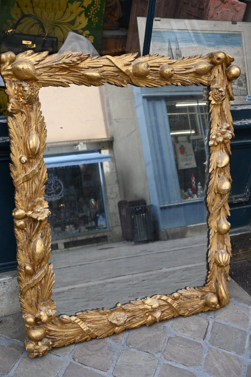 Grand miroir baroque en bois sculpté et doré Italie-photo-4
