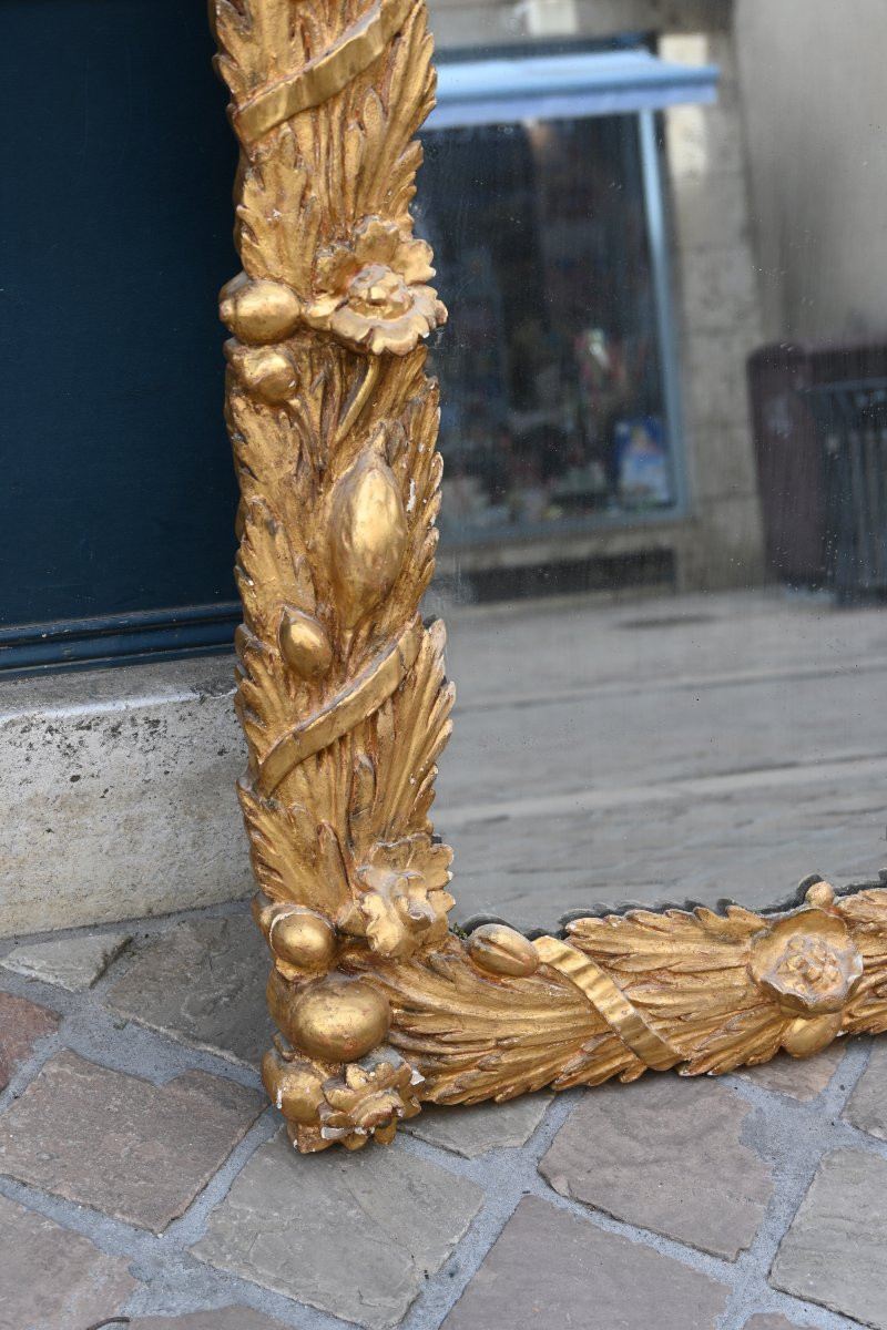 Grand miroir baroque en bois sculpté et doré Italie-photo-5