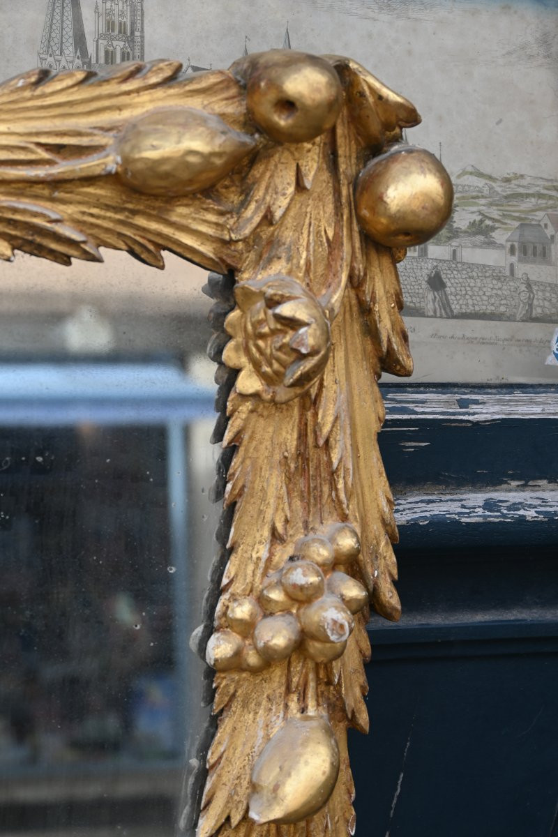 Grand miroir baroque en bois sculpté et doré Italie-photo-6
