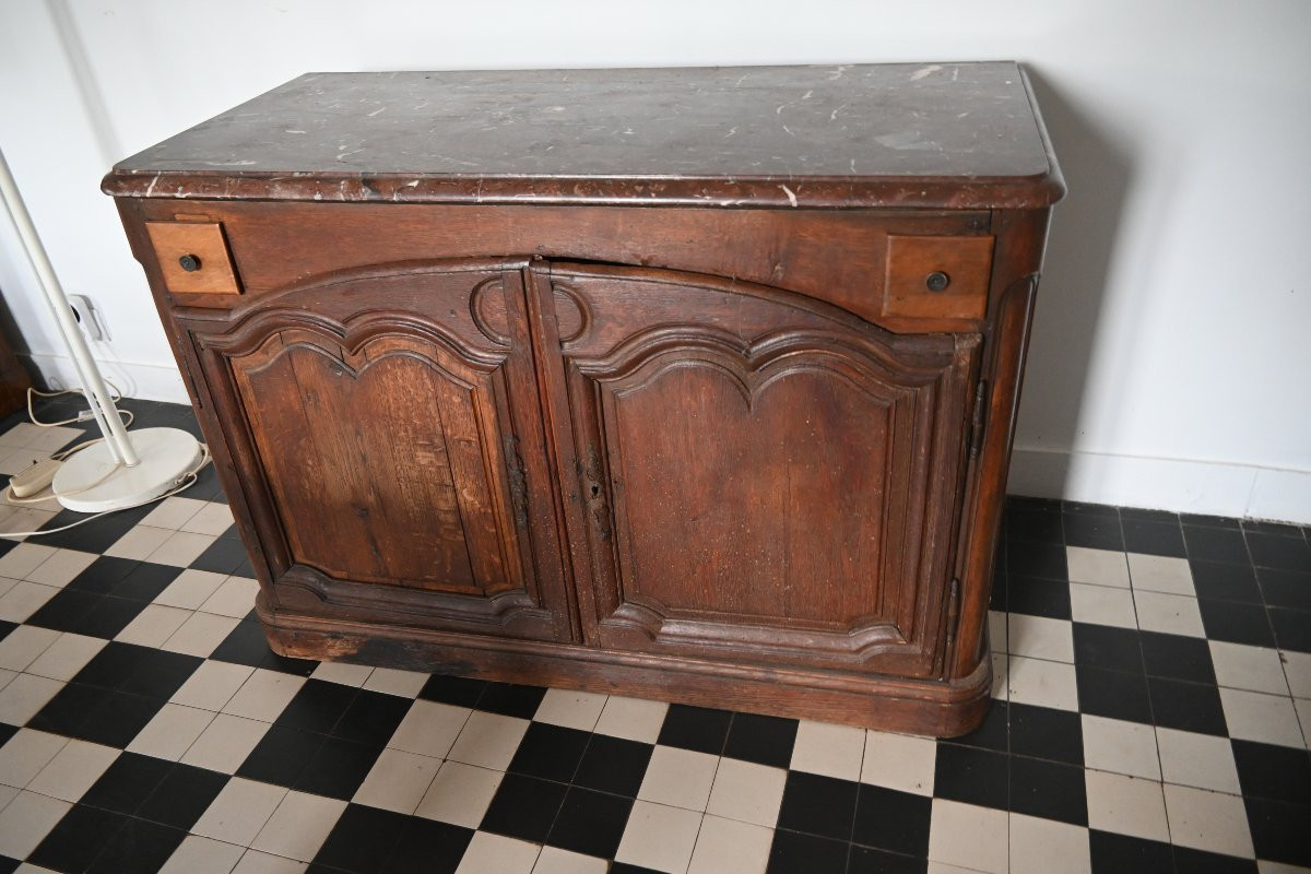 Buffet de chasse en chêne , travail du XVIII-photo-2