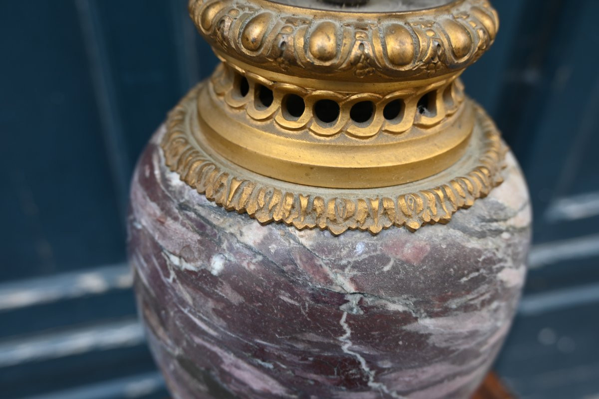 Marble And Bronze Vase Reassembled Into A Louis XVI Style Lamp-photo-3